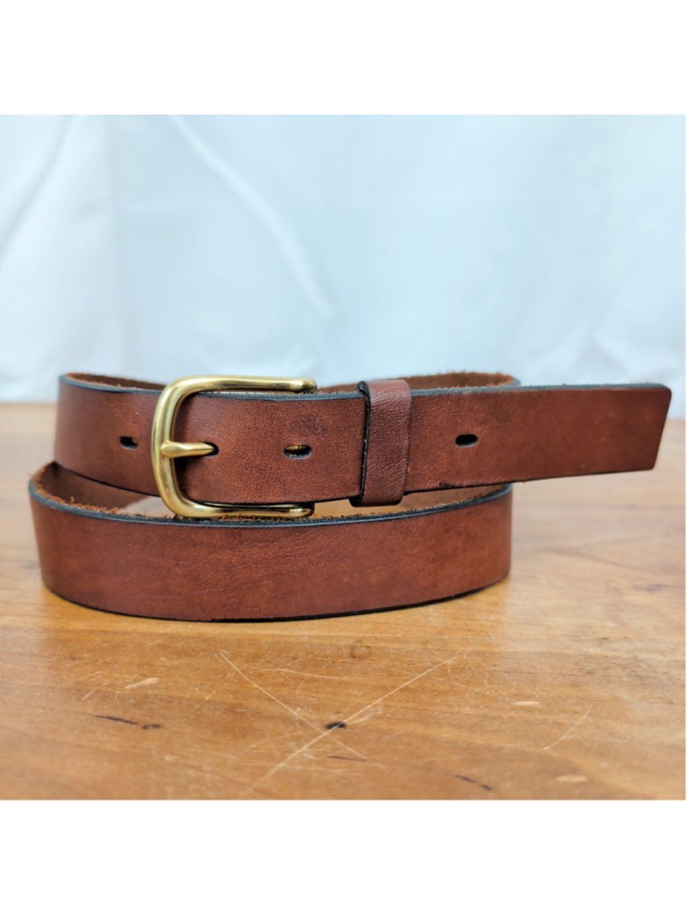 Vintage Saddle Leather Belt With Brass Buckle 38